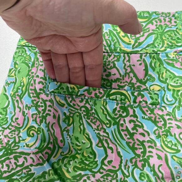 Lilly Pulitzer Callahan Shorts Pink Green Chomp Chomp Print Women 00 Preppy - Picture 6 of 8